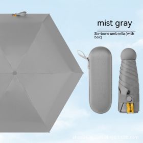 Ultra-light Five-fold Capsule Pocket Umbrella Black Glue Sun Umbrella For Women (Option: Mist Gray Umbrella Box)