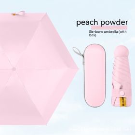 Ultra-light Five-fold Capsule Pocket Umbrella Black Glue Sun Umbrella For Women (Option: Peach Pink Umbrella Box)