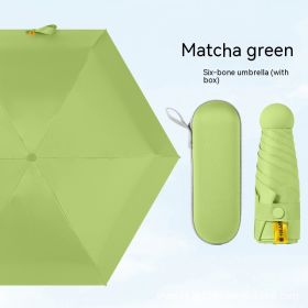 Ultra-light Five-fold Capsule Pocket Umbrella Black Glue Sun Umbrella For Women (Option: Matcha Green Umbrella Box)