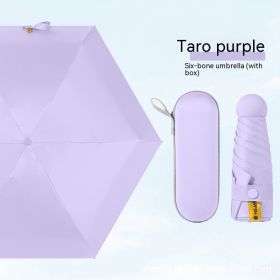 Ultra-light Five-fold Capsule Pocket Umbrella Black Glue Sun Umbrella For Women (Option: Taro Purple Umbrella Box)