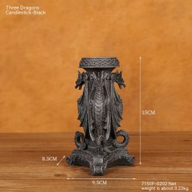 Home Fashion Halloween Skull Candlestick (Option: Three Dragon Black)