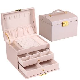 Three-layer Drawer Jewelry Box (Color: Pink)