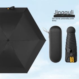 Ultra-light Five-fold Capsule Pocket Umbrella Black Glue Sun Umbrella For Women (Option: Classic Black Umbrella Box)