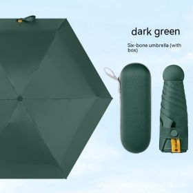 Ultra-light Five-fold Capsule Pocket Umbrella Black Glue Sun Umbrella For Women (Option: Dark Green Umbrella Box)