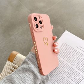 Angel Eye Love Phone Case Bronzing Solid Color Drop-resistant Protective Cover (Option: pink-IPhone15pro)