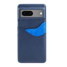 Leather Anti-aging Card-inserting Mobile Phone Protective Cover (Option: Blue-Google Pixel5XL)